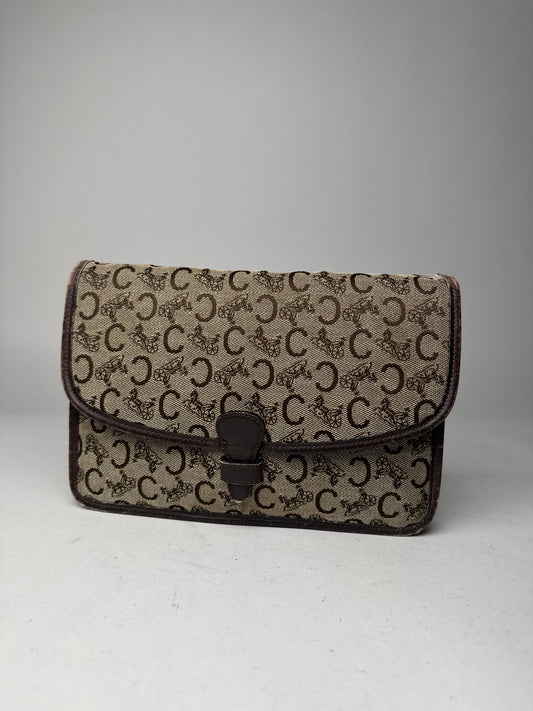Vintage Celine Macadam Monogram Clutch brown