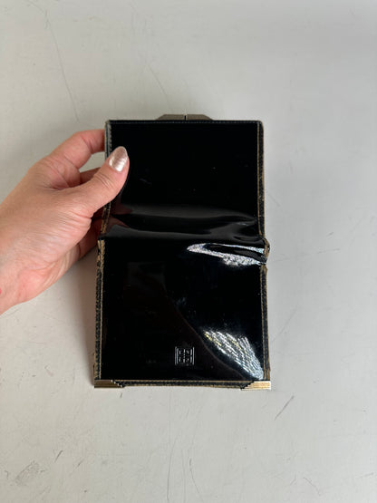 Vintage Givenchy Patent Leather Wallet Black Gold