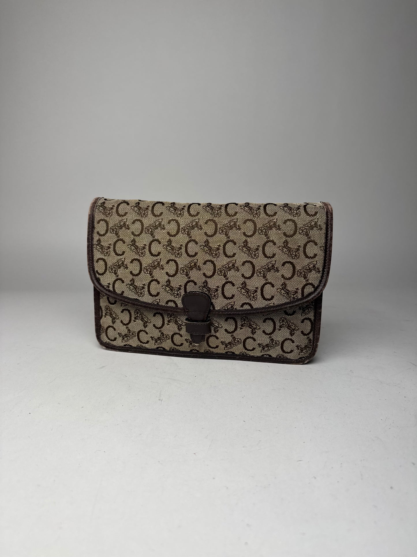 Vintage Celine Macadam Monogram Clutch brown