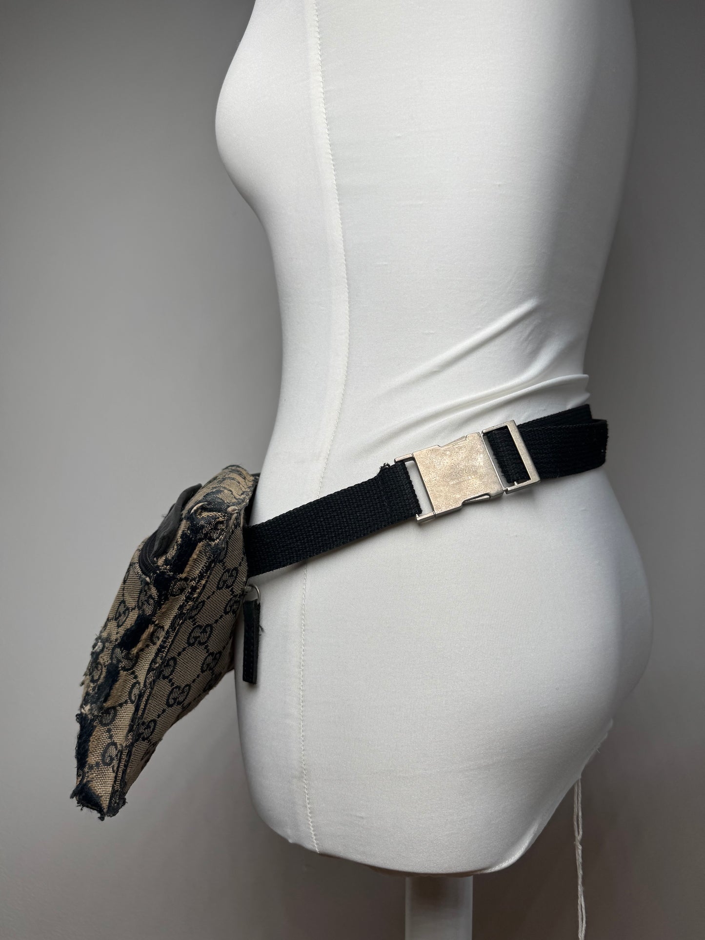 Vintage Gucci Belt / Crossbody Bag Grey brown monogram