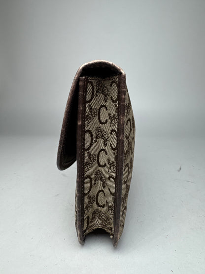 Vintage Celine Macadam Monogram Clutch brown