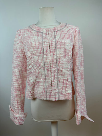 Vintage Courreges Checked Short Coat Pink White L