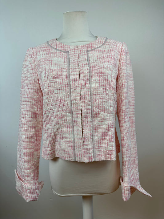 Vintage Courreges Checked Short Coat Pink White L