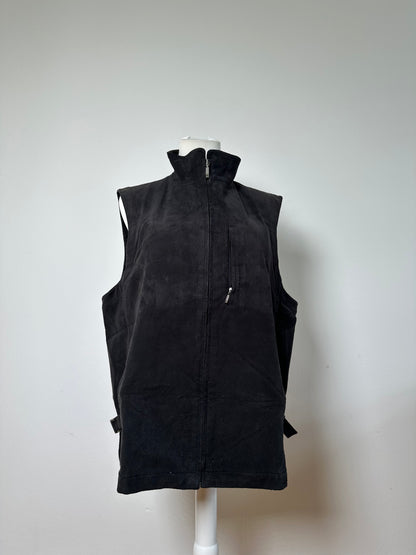 Vintage Burberry Men's Suede Vest Black Check Lining M