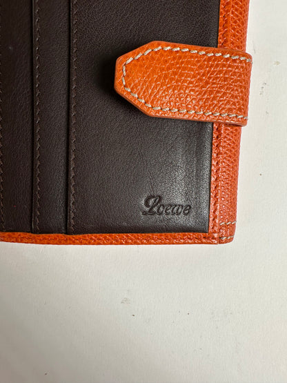 Vintage Loewe Leather Canvas Cardholder Orange Cream
