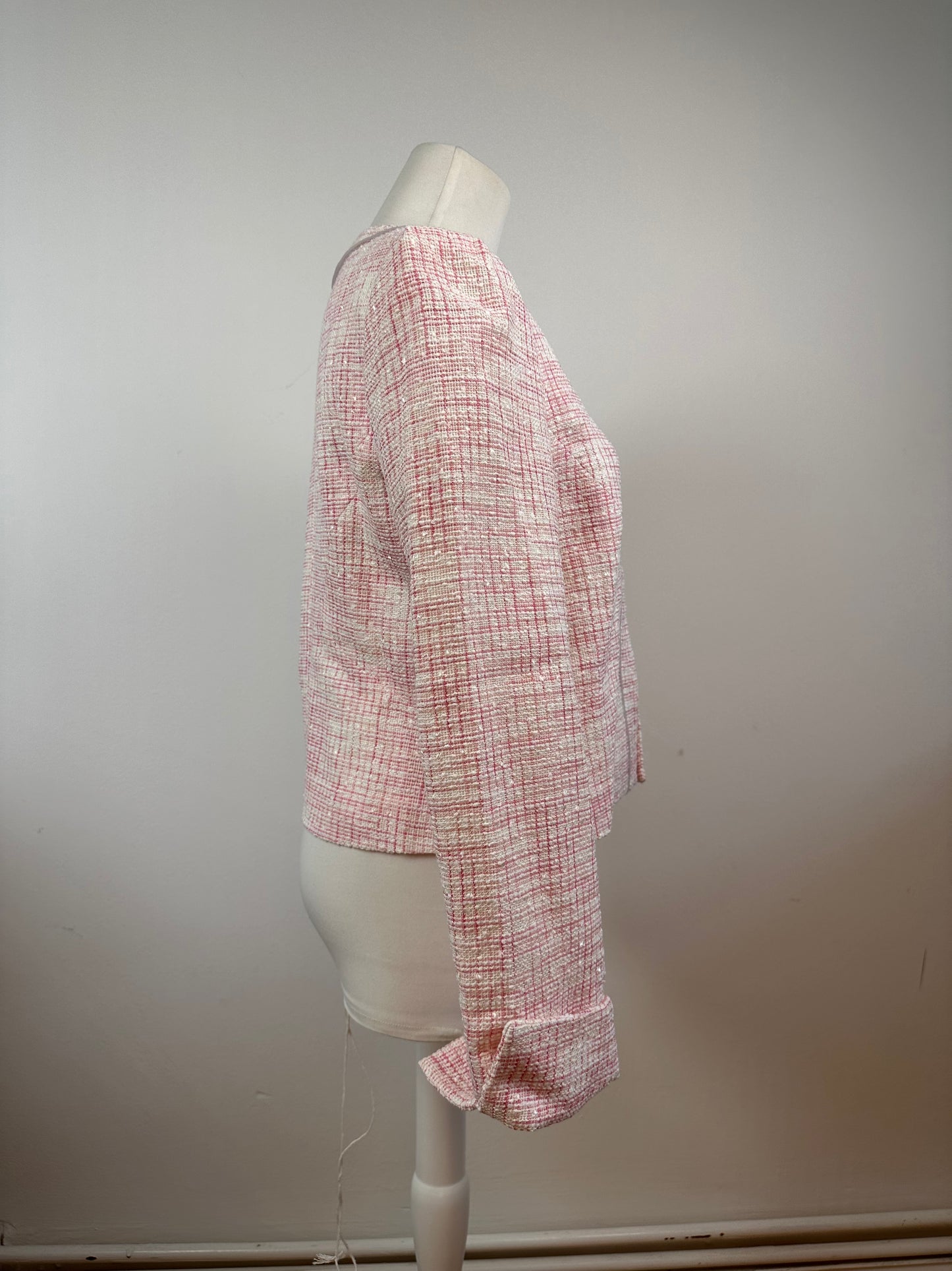 Vintage Courreges Checked Short Coat Pink White L