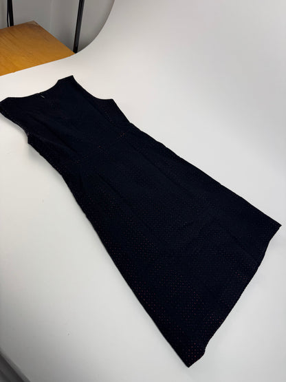 Vintage Balenciaga Polkadot Wool Dress Black Red 38/M