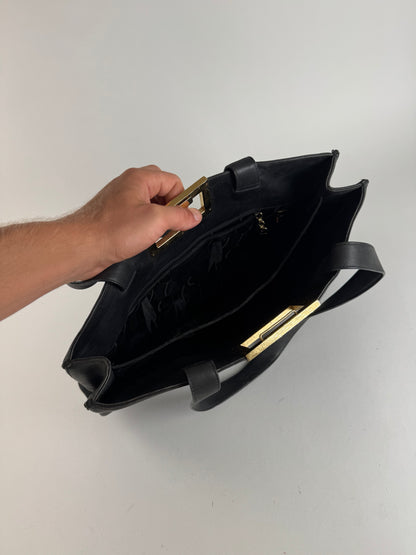 Sac vintage en cuir noir Salvatore Ferragamo