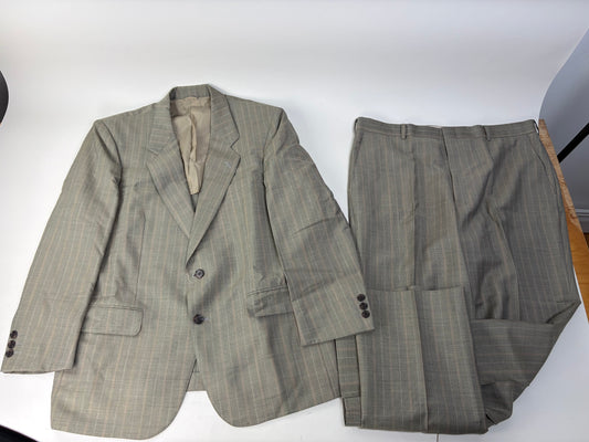 Vintage Balenciaga Men's Wool Suit Light Grey Stripe L
