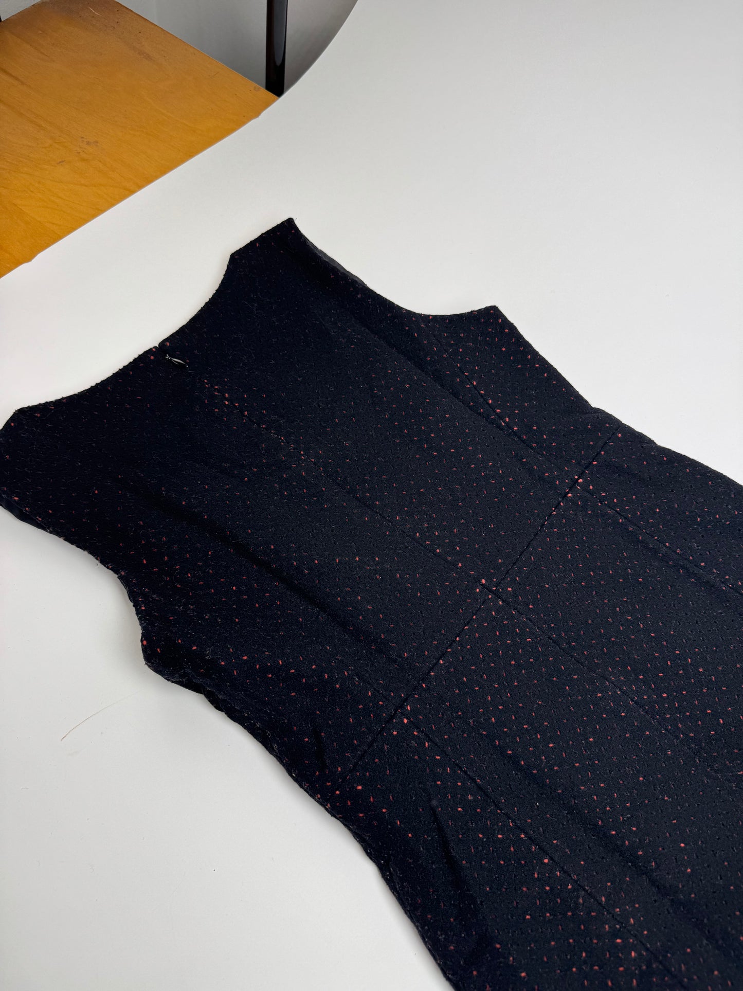 Vintage Balenciaga Polkadot Wool Dress Black Red 38/M