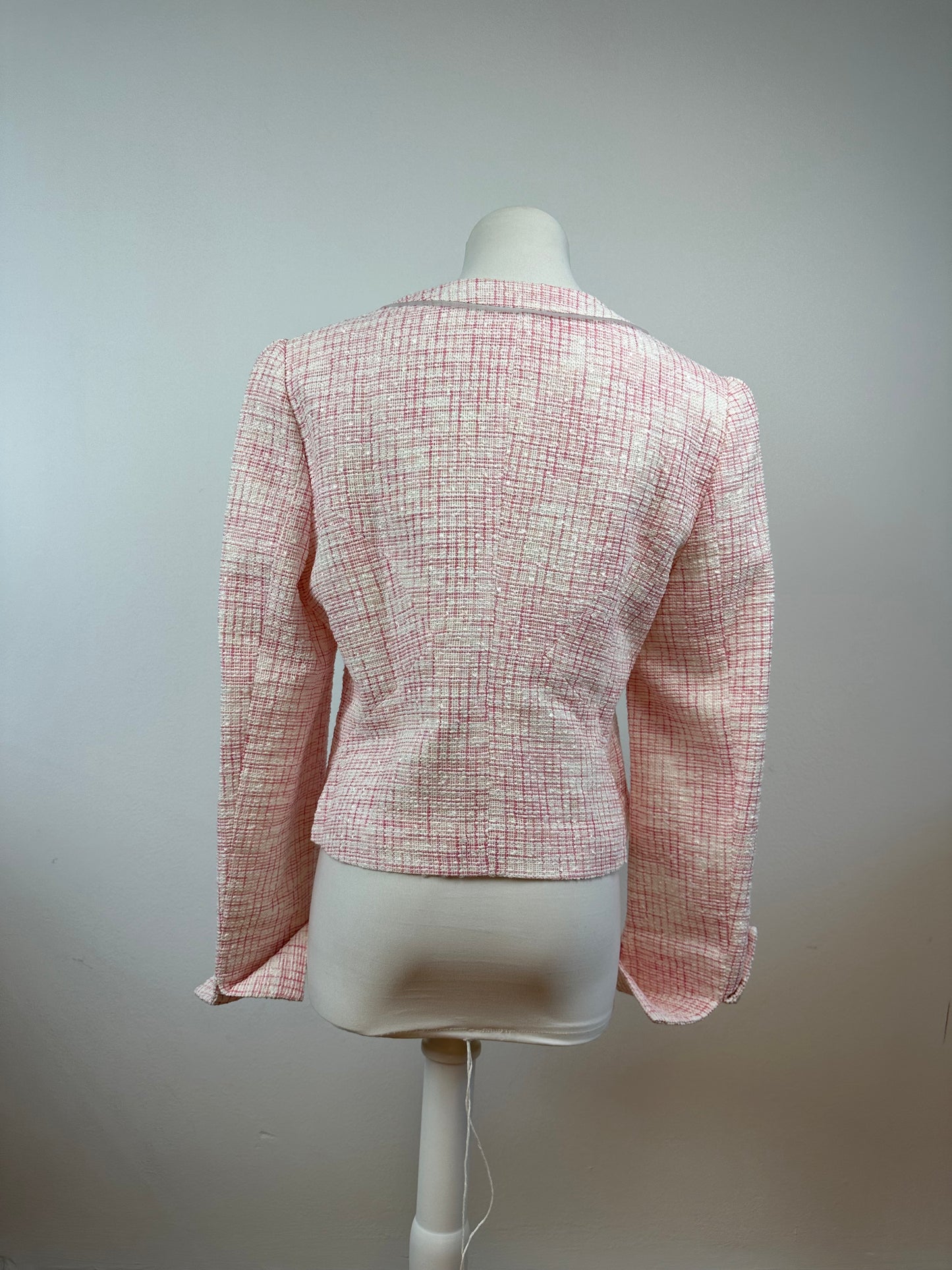 Vintage Courreges Checked Short Coat Pink White L