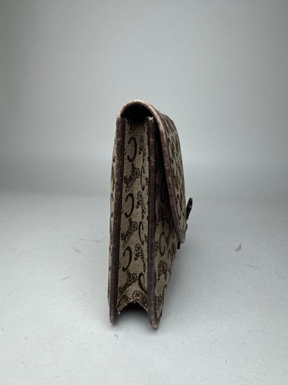 Vintage Celine Macadam Monogram Clutch brown