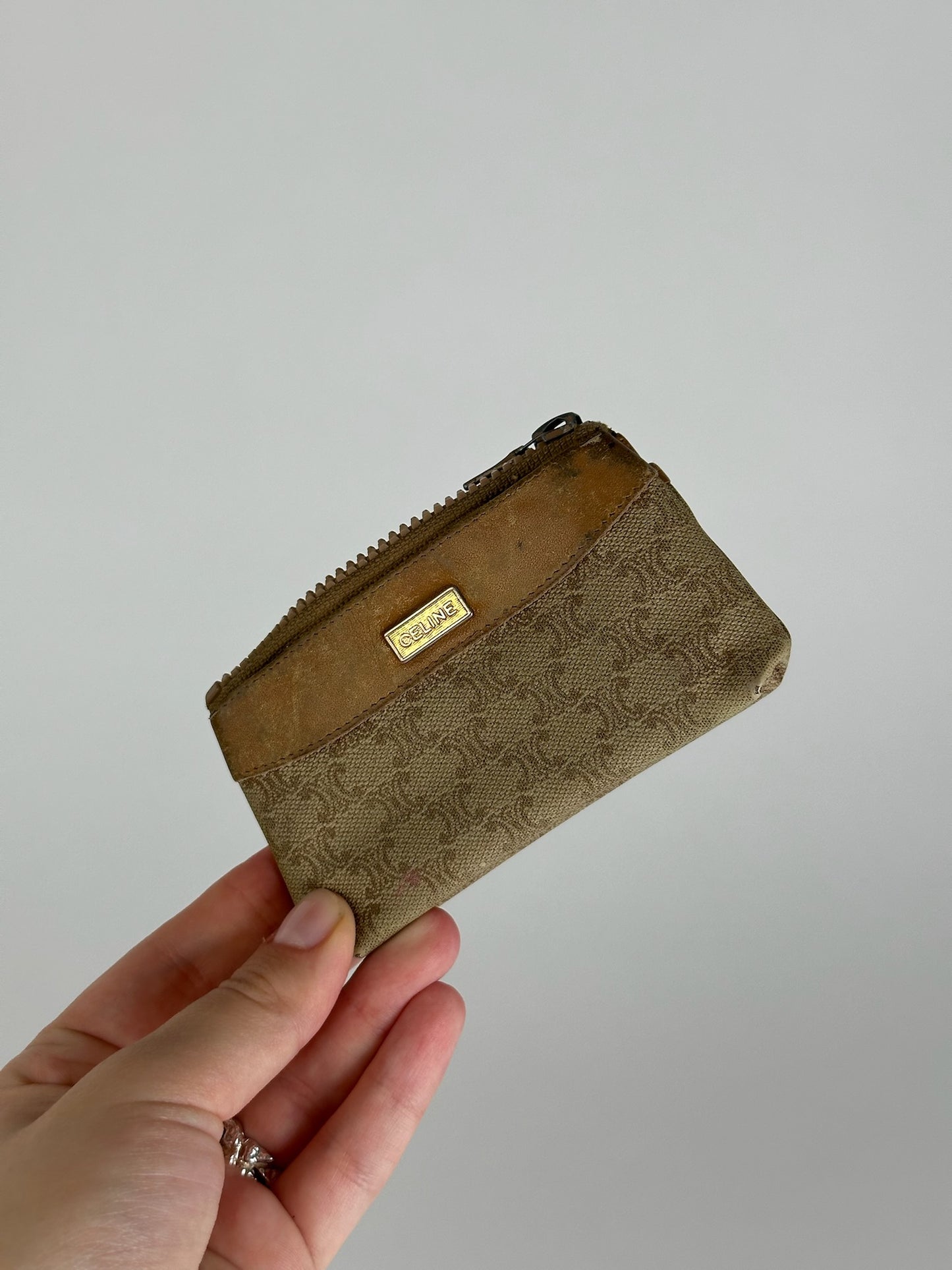 Vintage Celine Paris Leather Case / Card Holder Beige