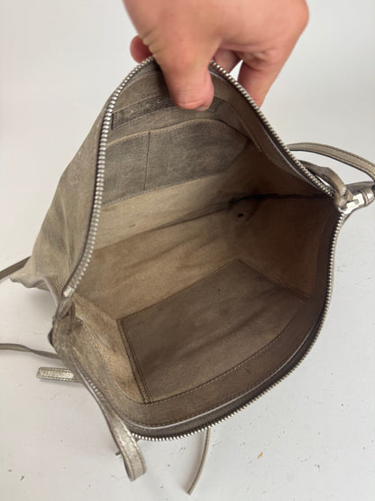 Sac de ville Balenciaga vintage en cuir gris argenté