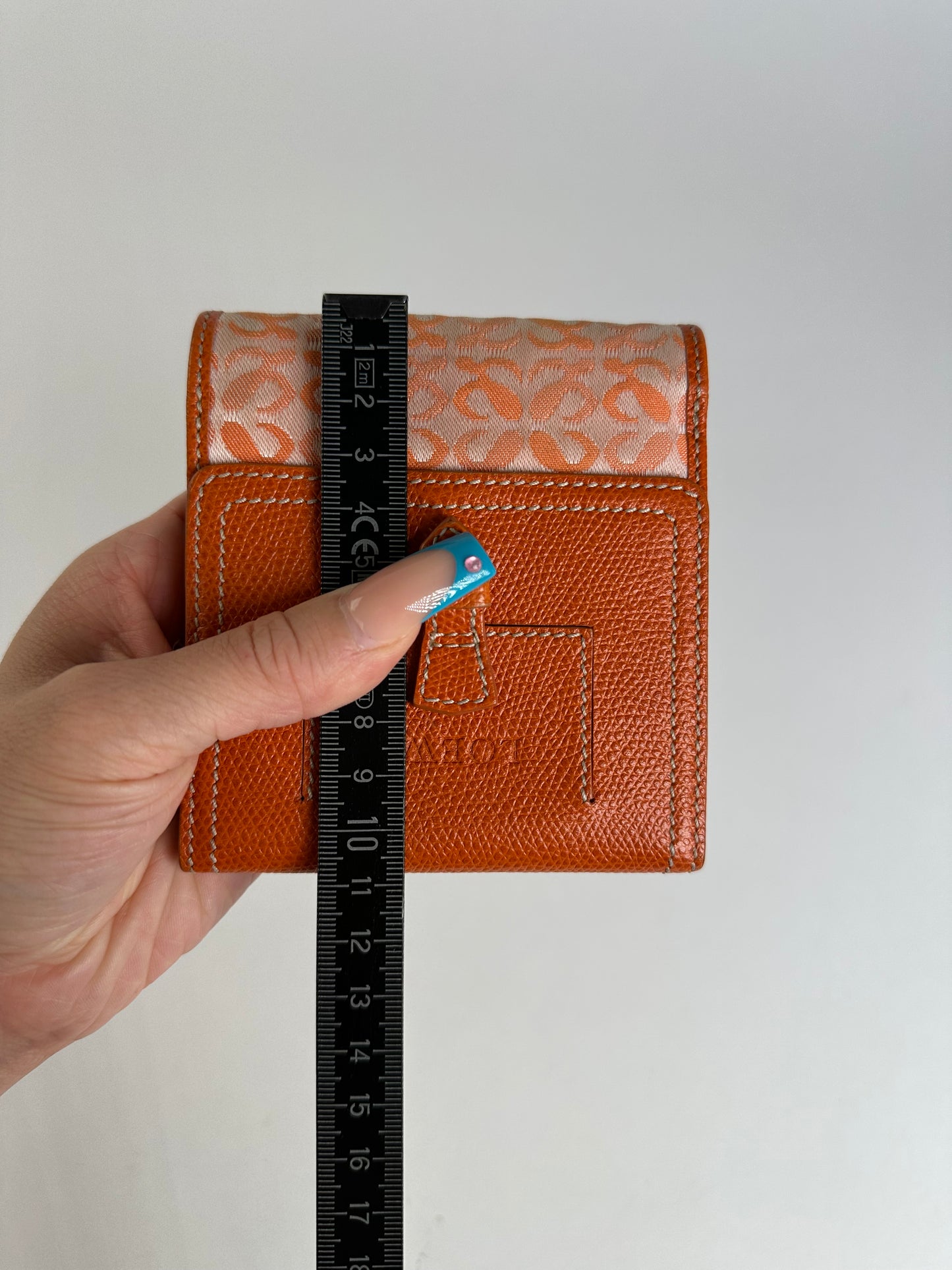 Vintage Loewe Leather Canvas Cardholder Orange Cream