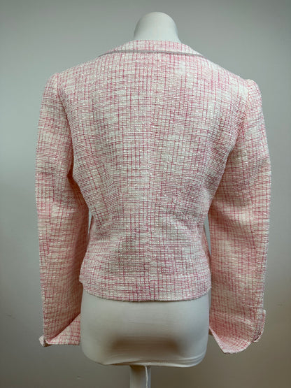 Vintage Courreges Checked Short Coat Pink White L