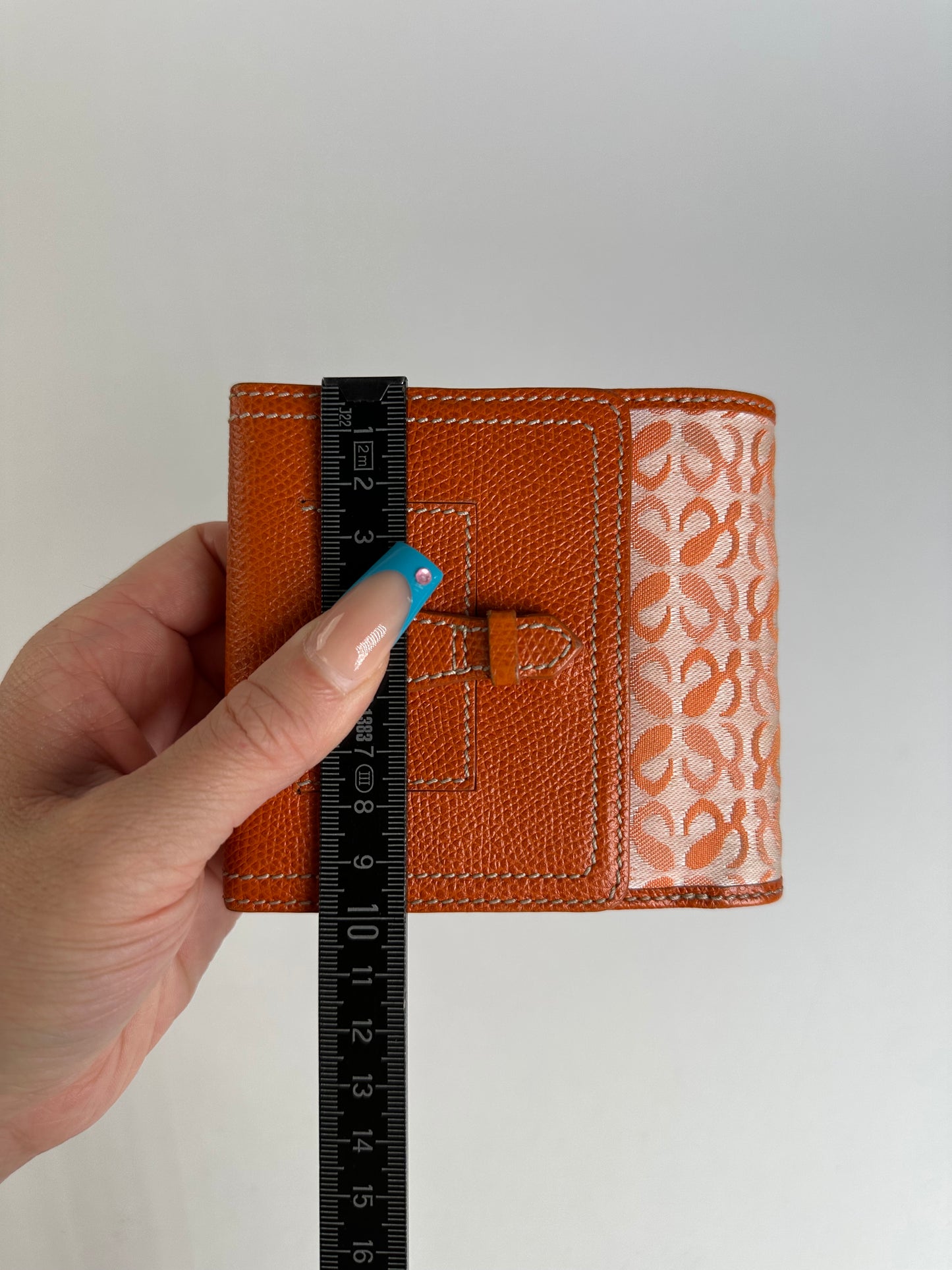 Vintage Loewe Leather Canvas Cardholder Orange Cream