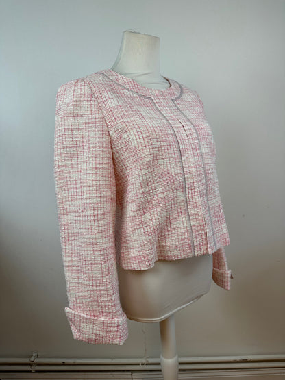 Vintage Courreges Checked Short Coat Pink White L