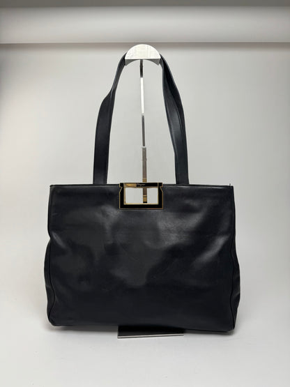 Sac vintage en cuir noir Salvatore Ferragamo