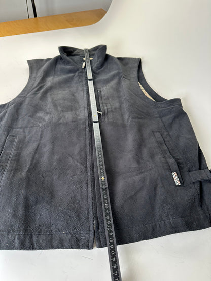 Vintage Burberry Men's Suede Vest Black Check Lining M