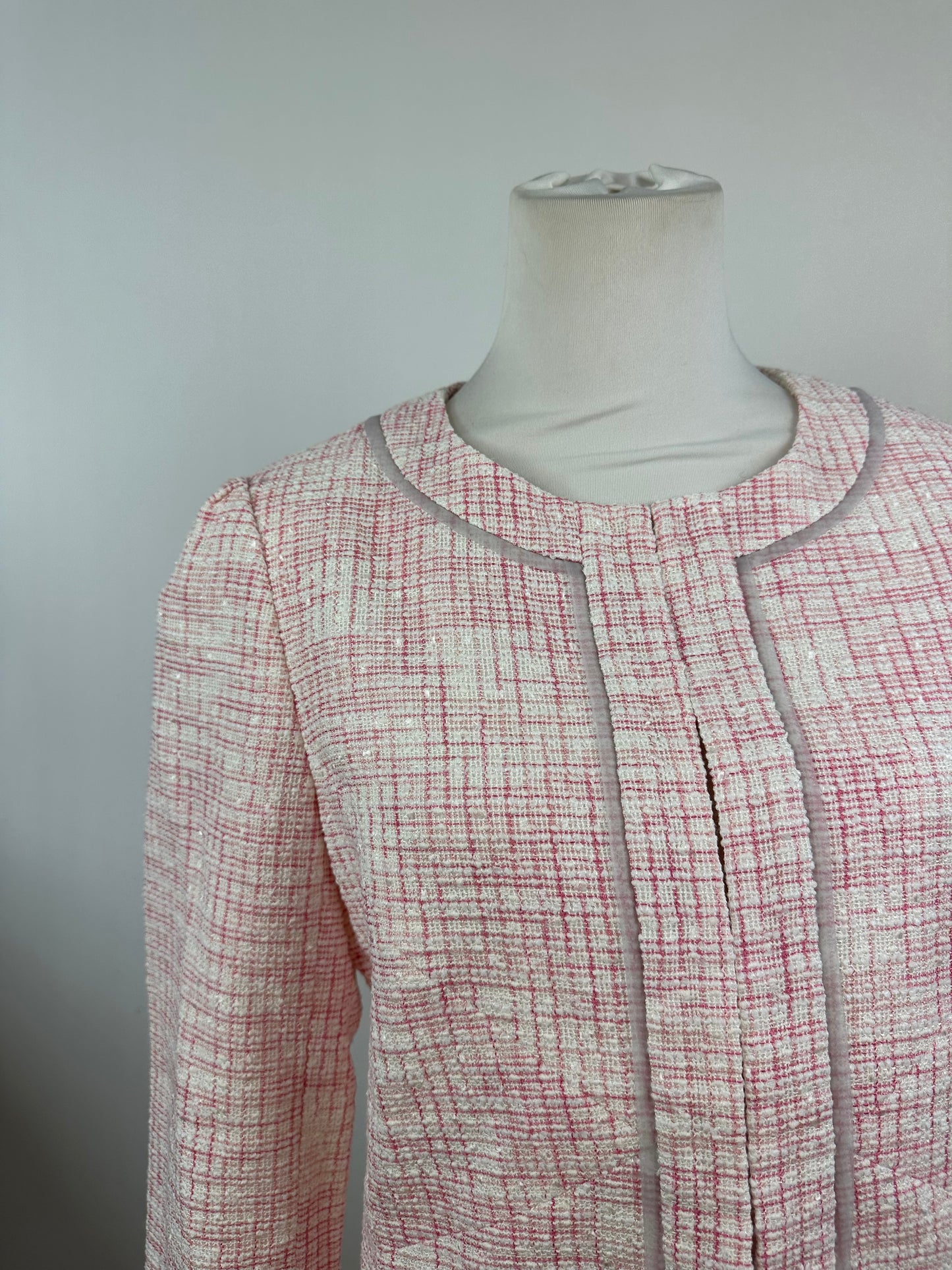 Vintage Courreges Checked Short Coat Pink White L