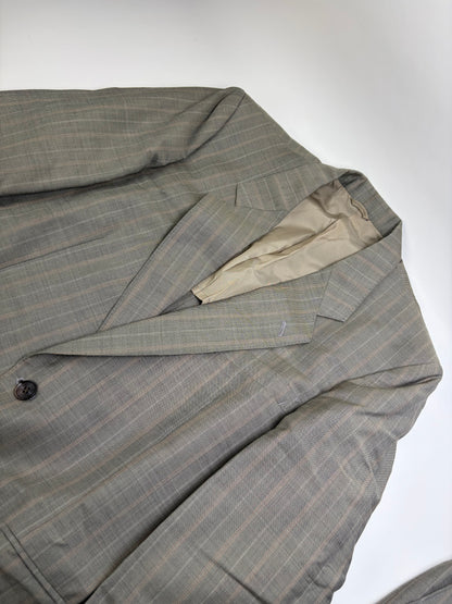 Vintage Balenciaga Men's Wool Suit Light Grey Stripe L