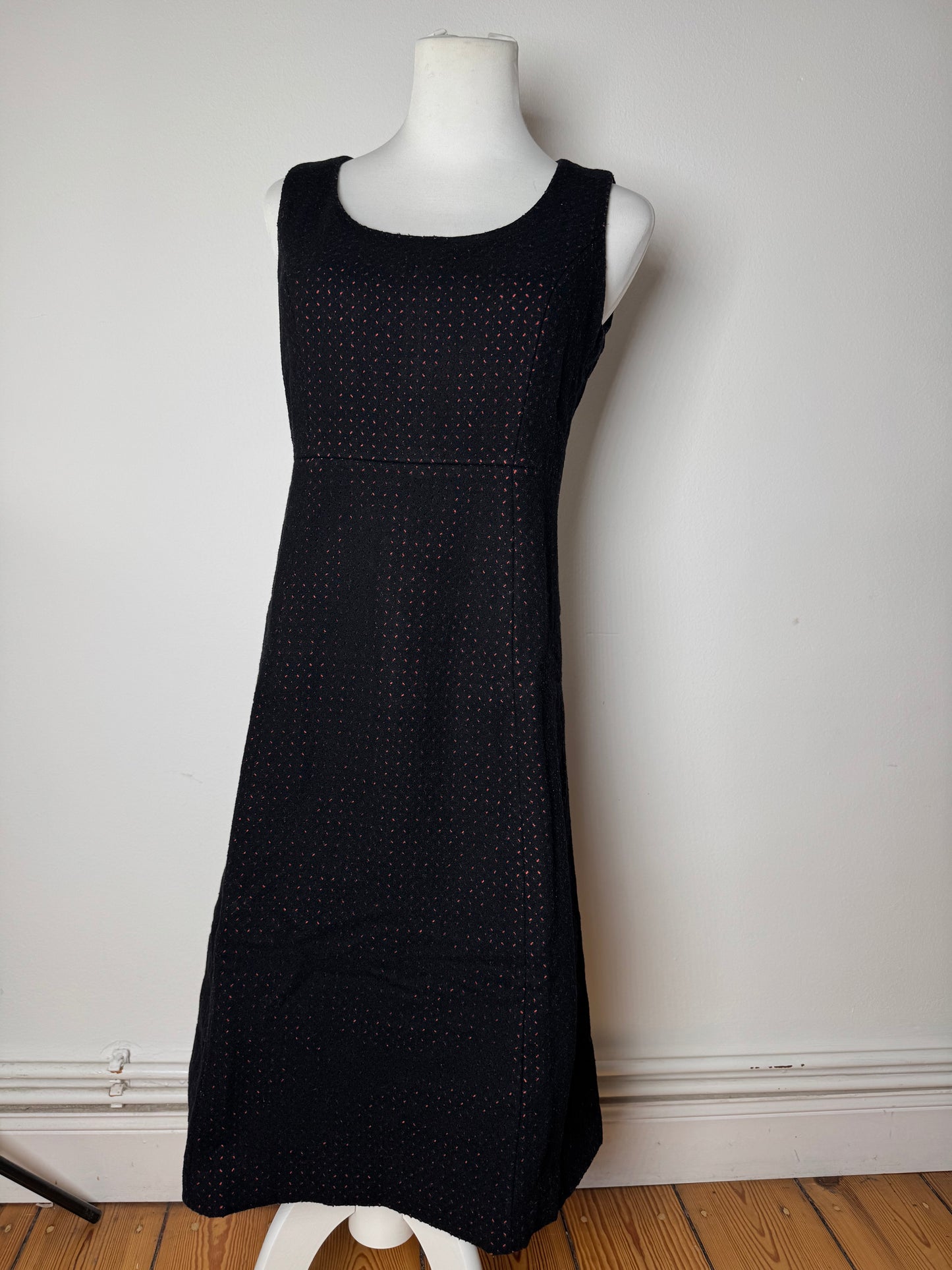Vintage Balenciaga Polkadot Wool Dress Black Red 38/M
