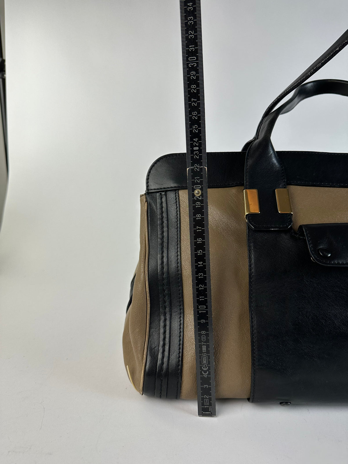 Vintage Chloé Structured Top-Handle Bag Black Beige