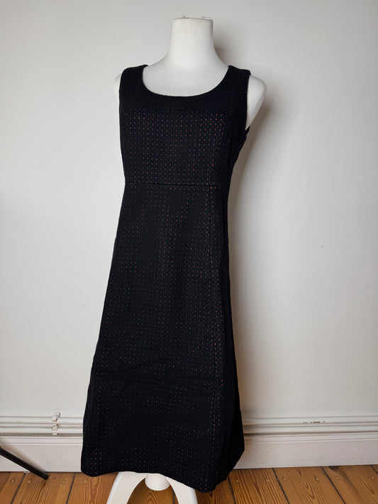 Vintage Balenciaga Polkadot Wool Dress Black Red 38/M