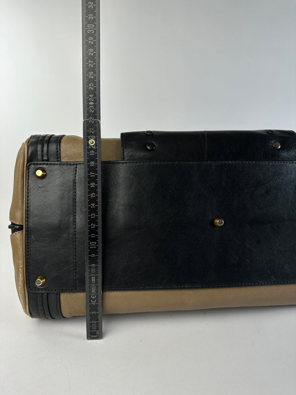 Vintage Chloé Structured Top-Handle Bag Black Beige