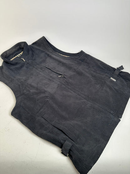 Vintage Burberry Men's Suede Vest Black Check Lining M