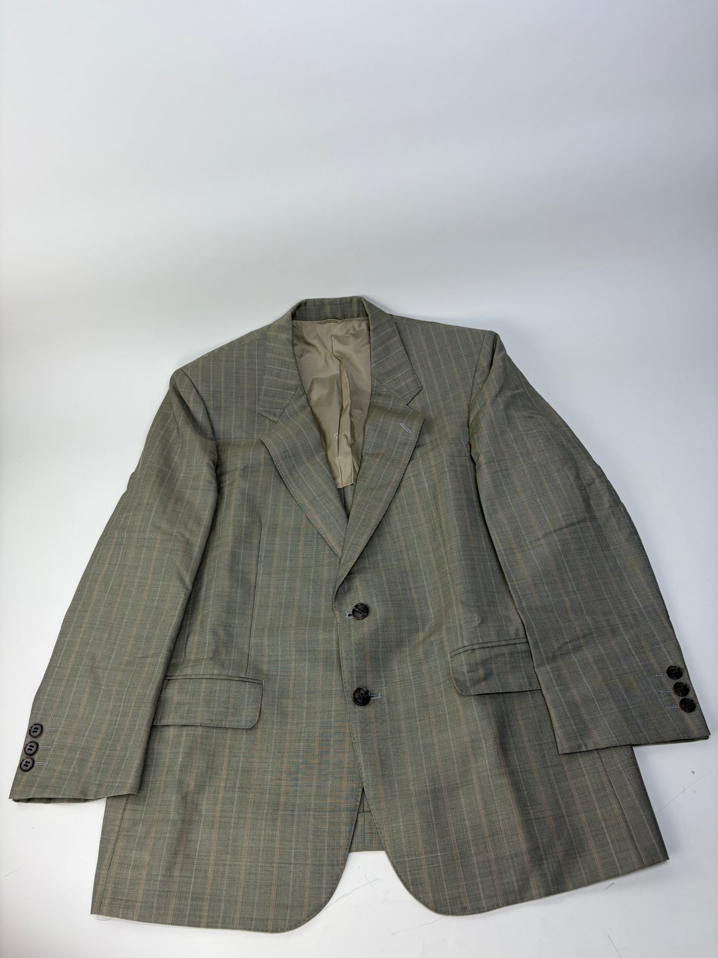 Vintage Balenciaga Men's Wool Suit Light Grey Stripe L