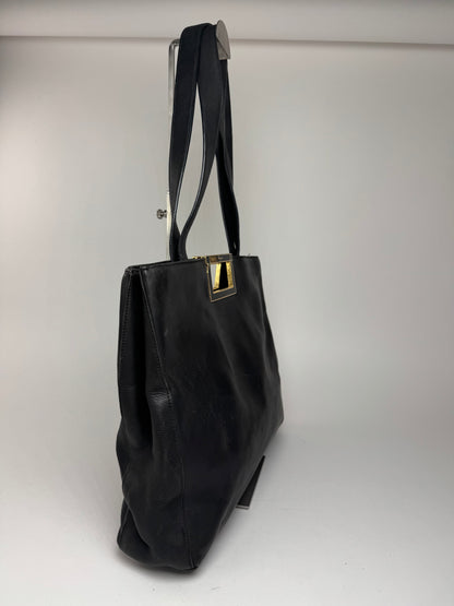 Sac vintage en cuir noir Salvatore Ferragamo