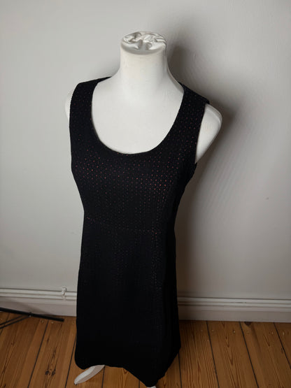 Vintage Balenciaga Polkadot Wool Dress Black Red 38/M