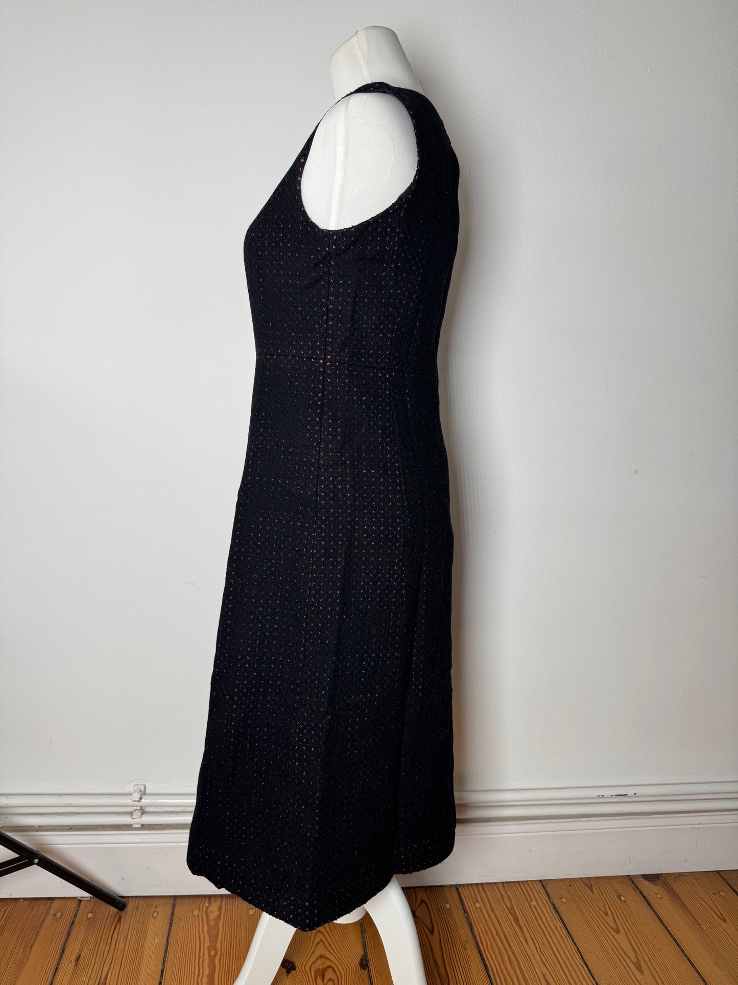 Vintage Balenciaga Polkadot Wool Dress Black Red 38/M