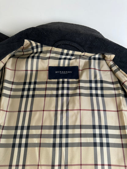Vintage Burberry Men's Suede Vest Black Check Lining M