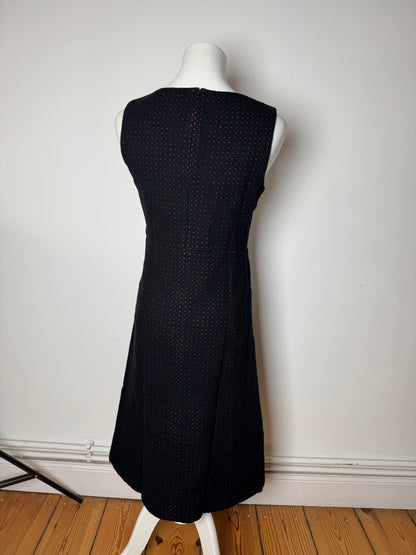 Vintage Balenciaga Polkadot Wool Dress Black Red 38/M