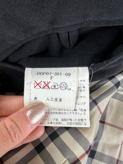 Vintage Burberry Men's Suede Vest Black Check Lining M