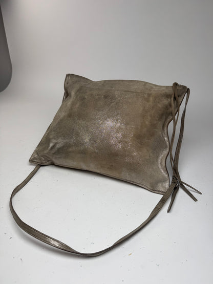 Sac de ville Balenciaga vintage en cuir gris argenté