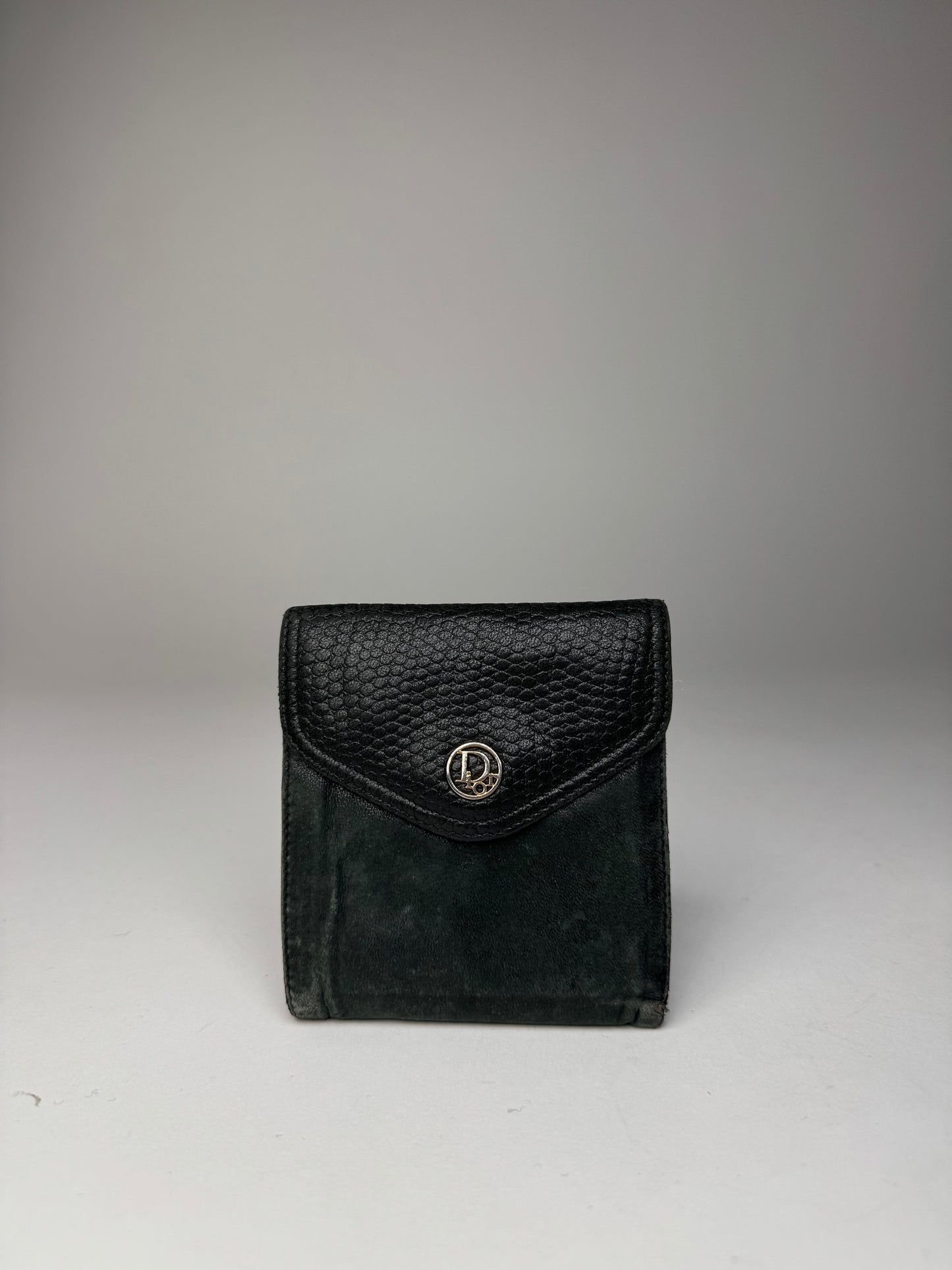 Vintage Dior Snake Emblossed Leather Wallet Black