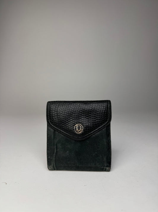 Vintage Dior Snake Emblossed Leather Wallet Black