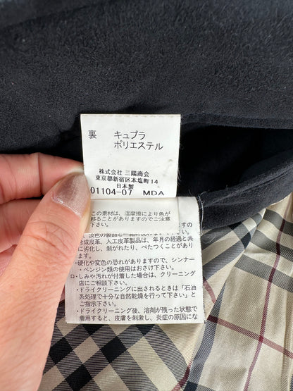 Vintage Burberry Men's Suede Vest Black Check Lining M