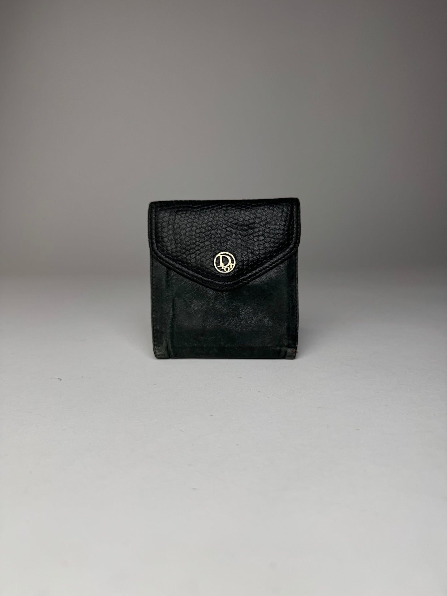 Vintage Dior Snake Emblossed Leather Wallet Black