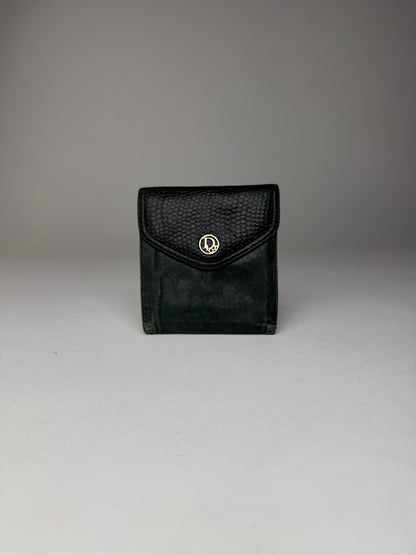 Vintage Dior Snake Emblossed Leather Wallet Black