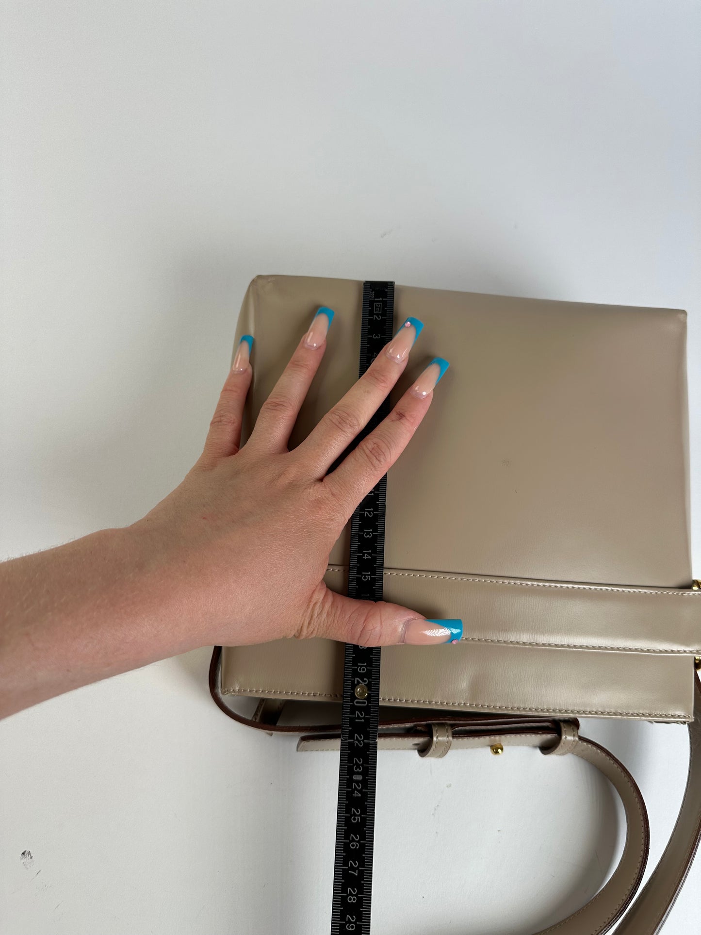 Vintage Ferragamo Grained Leather Shoulder Bag Beige Gold
