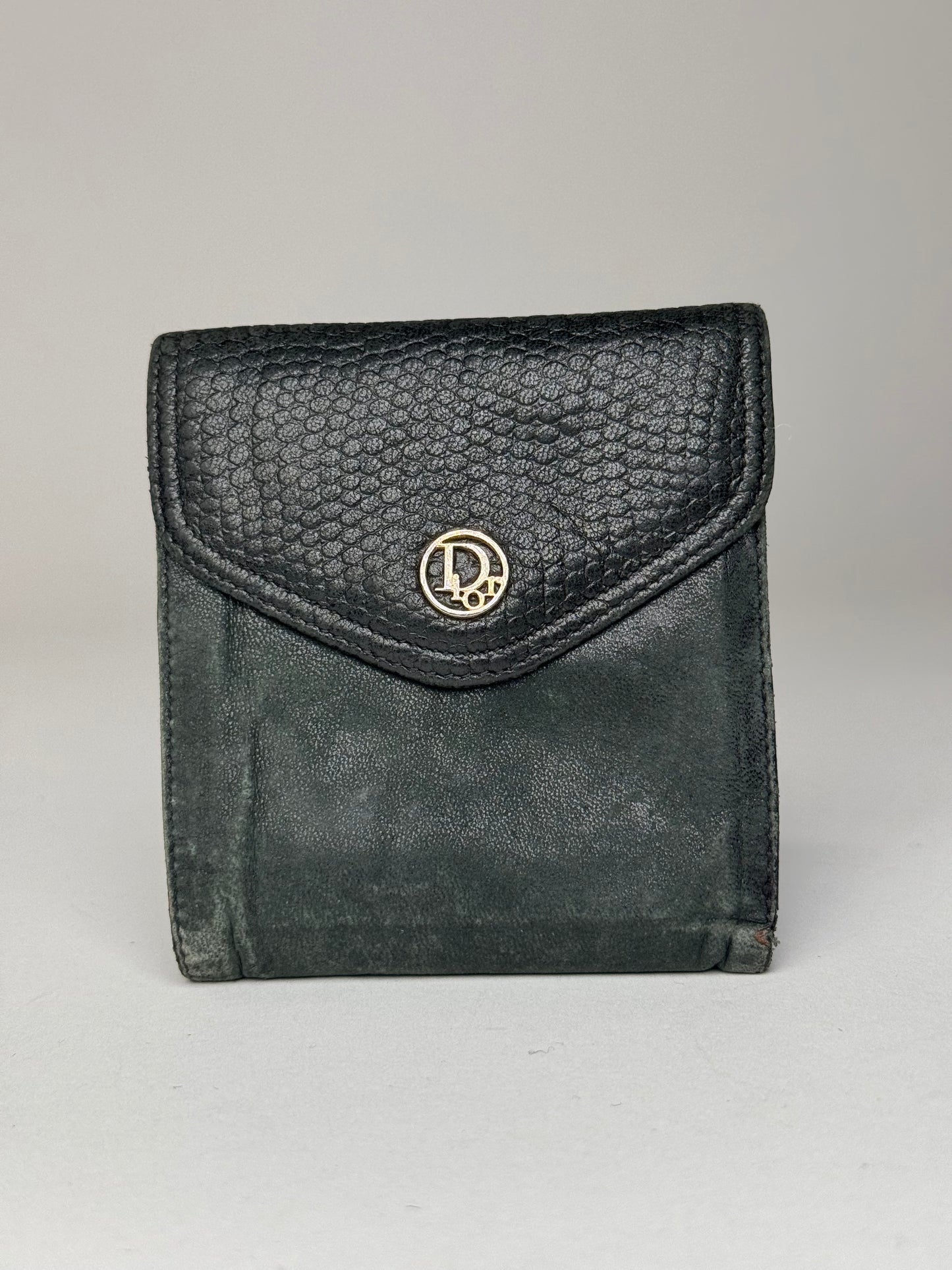 Vintage Dior Snake Emblossed Leather Wallet Black