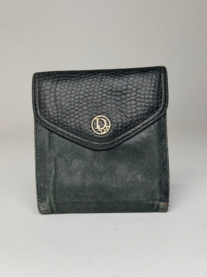 Vintage Dior Snake Emblossed Leather Wallet Black