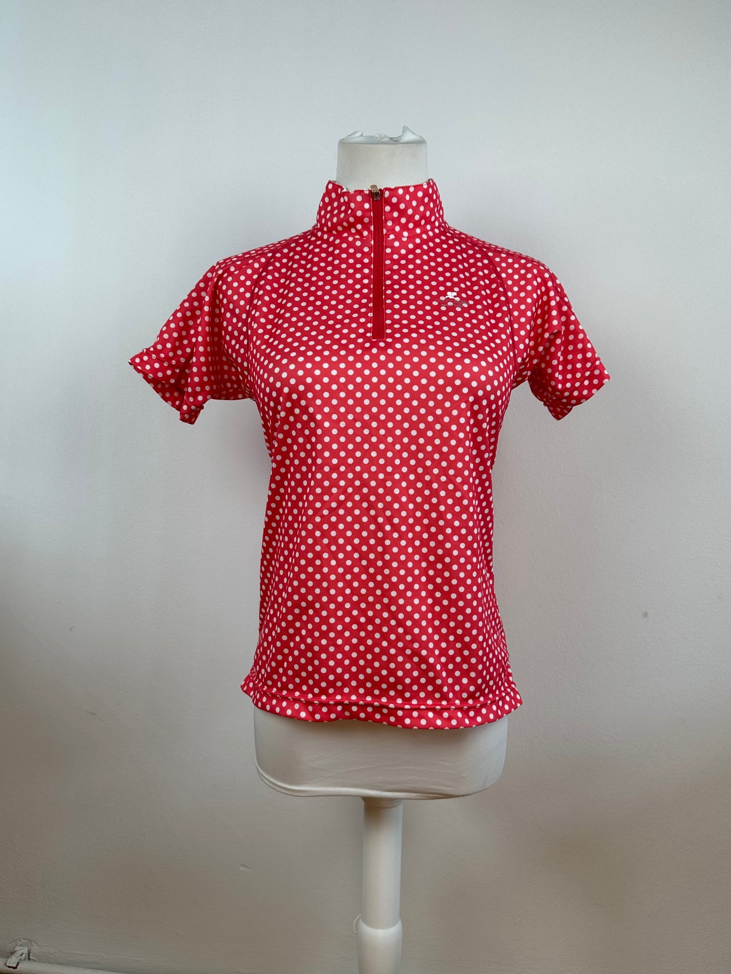 Vintage Courreges Polka Dot Polo Shirt Red White M