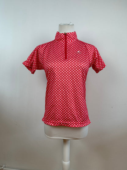 Vintage Courreges Polka Dot Polo Shirt Red White M