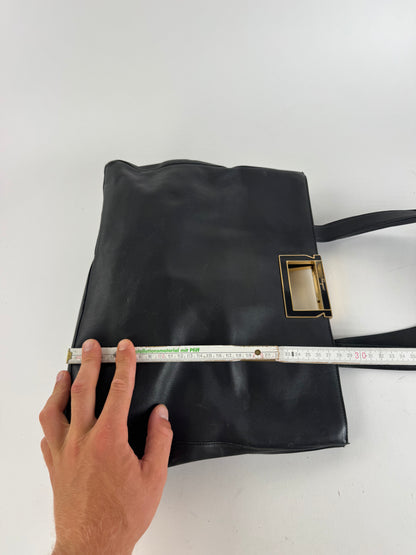 Sac vintage en cuir noir Salvatore Ferragamo